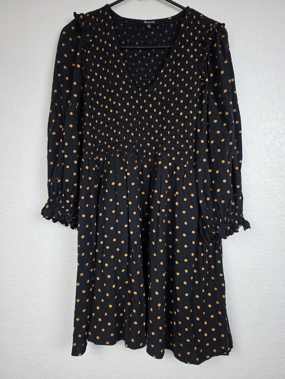 Madewell Black Polka Dot Viscose Dress Medium